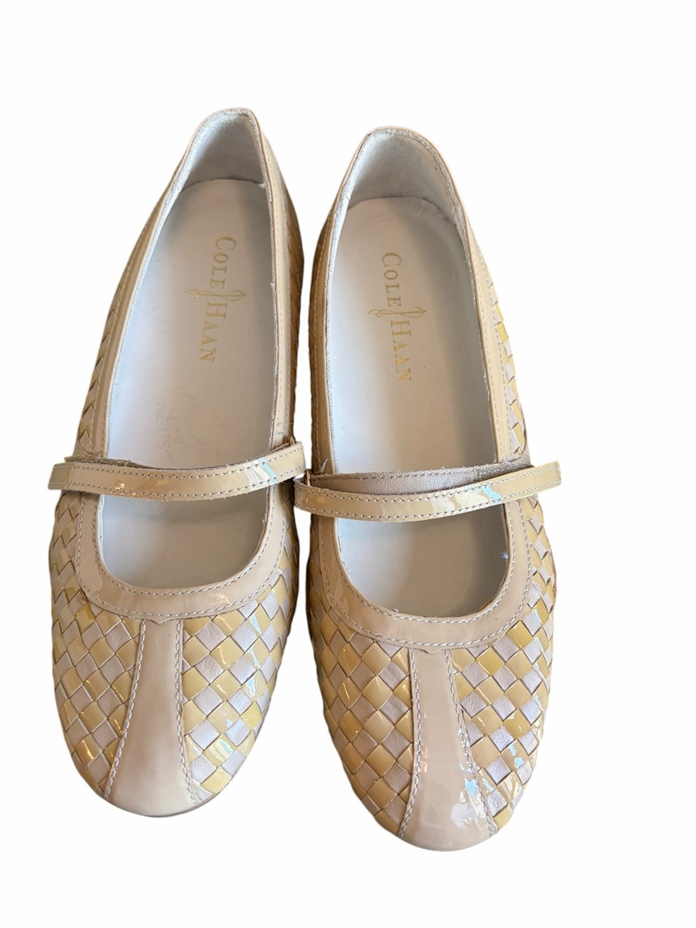 Cole Haan Bria Maryjane Woven Flats Tan Yellow Size 7 - Picture 2 of 6